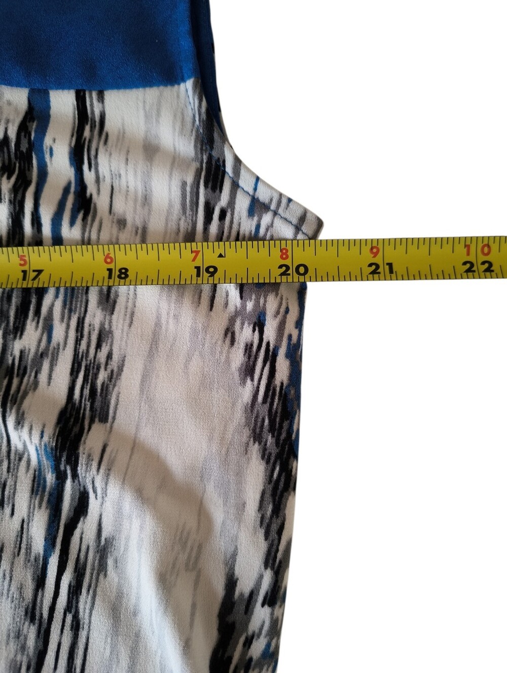 Calvin Klein Blue, White & Black Mixed-Print Cap Sleeve Tunic/Blouse - Picture 3 of 6